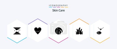 Illustration for Skin 25 Glyph icon pack including eye surgery. natural. beat. aloe vera. hair treatment - Royalty Free Image