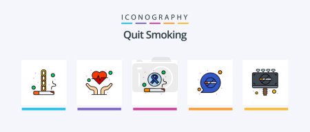 Illustration for Quit Smoking Line Filled 5 Icon Pack Including smoking. pressure. smoking. heart. smoking. Creative Icons Design - Royalty Free Image