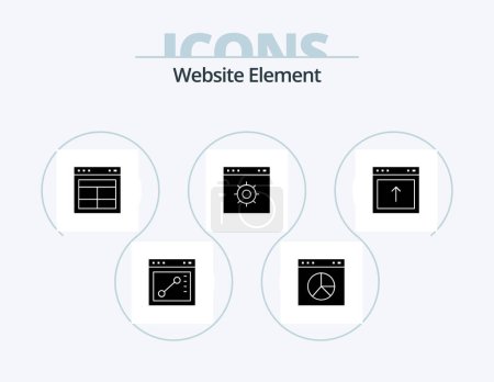 Téléchargez les illustrations : Website Element Glyph Icon Pack 5 Icon Design. browser. website. interface. webpage. browser - en licence libre de droit