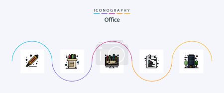Illustration for Office Line Filled Flat 5 Icon Pack Including . company. presentation. building. office - Royalty Free Image