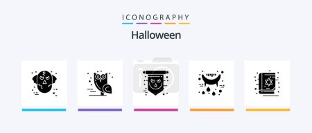 Illustration for Halloween Glyph 5 Icon Pack Including vampire. holidays. scary. halloween. skull. Creative Icons Design - Royalty Free Image