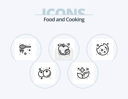 Illustration for Food Line Icon Pack 5 Icon Design. healthy food. food. cereal. apple. cookie - Royalty Free Image
