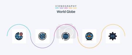 Ilustración de Globe Line Filled Flat 5 Icon Pack Incluyendo internet. global. internet. internet. global - Imagen libre de derechos