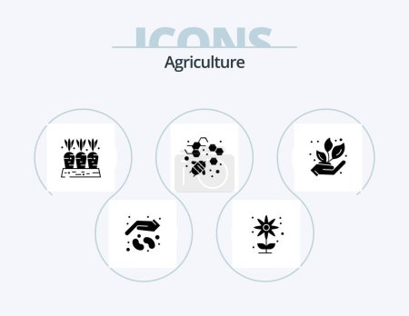 Illustration for Agriculture Glyph Icon Pack 5 Icon Design. agriculture. honey. garden. bee. food - Royalty Free Image