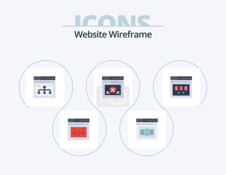 Illustration for Website Wireframe Flat Icon Pack 5 Icon Design. template. browser. web. website. secure - Royalty Free Image