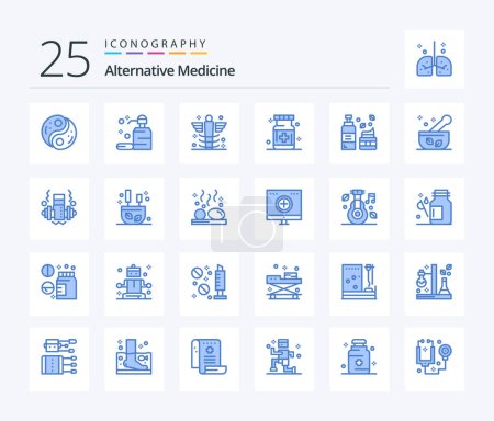 Ilustración de Paquete de iconos de Alternative Medicine 25 Blue Color incluyendo cuidado de la piel. espuma. jabón. cosméticos. médico - Imagen libre de derechos