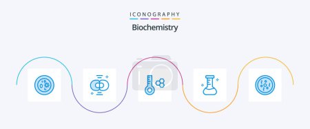 Illustration for Biochemistry Blue 5 Icon Pack Including dish. laboratory. chemistry. flask. thermometer - Royalty Free Image