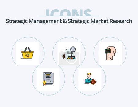 Illustration for Strategic Management And Strategic Market Research Line Filled Icon Pack 5 Icon Design. success. technology. plant. it. chemical - Royalty Free Image