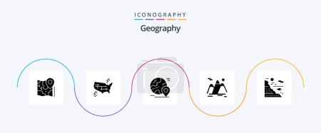 Téléchargez les illustrations : Pack d'icônes Geo Graphy Glyph 5 Y compris les voyages. montagnes. états. visite. broche - en licence libre de droit