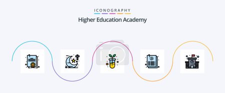 Illustration for Academy Line Filled Flat 5 Icon Pack Including . education. biology. building. page - Royalty Free Image