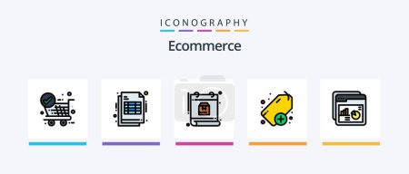 Téléchargez les illustrations : Ecommerce Line Filled 5 Icon Pack Including code. store. unavailable. shop. rating. Creative Icons Design - en licence libre de droit