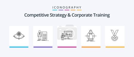 Illustration for Competitive Strategy And Corporate Training Line 5 Icon Pack Including conference. direction. business. decision. choice. Creative Icons Design - Royalty Free Image