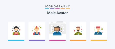 Illustration for Male Avatar Flat 5 Icon Pack Including avatar. professor. content. master. marketing. Creative Icons Design - Royalty Free Image