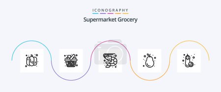 Illustration for Grocery Line 5 Icon Pack Including eggplant. pear. fish. guava. avocado - Royalty Free Image