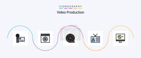 Illustration for Video Production Line Filled Flat 5 Icon Pack Including output device. ancient tv. video play. storage device. dvd - Royalty Free Image