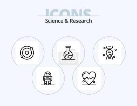 Téléchargez les illustrations : Science Line Icône Pack 5 Icône Design. . . la science. la science. biologie - en licence libre de droit