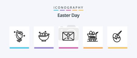 Téléchargez les illustrations : Easter Line 5 Icon Pack Including egg. egg. cart. easter. bowl. Creative Icons Design - en licence libre de droit