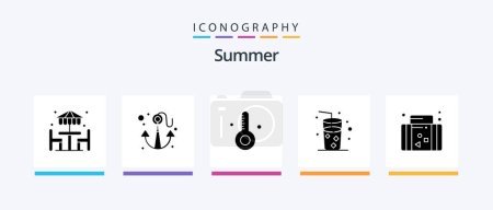 Illustration for Summer Glyph 5 Icon Pack Including summer. holiday. beach. juice. beach. Creative Icons Design - Royalty Free Image