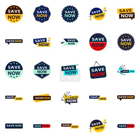 Ilustración de Save Now 25 Fresh Typographic Designs for an updated saving campaign - Imagen libre de derechos