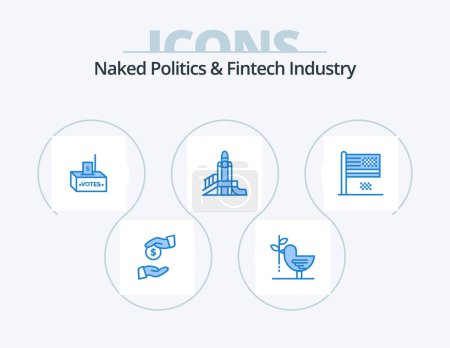 Illustration for Naked Politics And Fintech Industry Blue Icon Pack 5 Icon Design. playground. games. pacifism. bomb. influence - Royalty Free Image