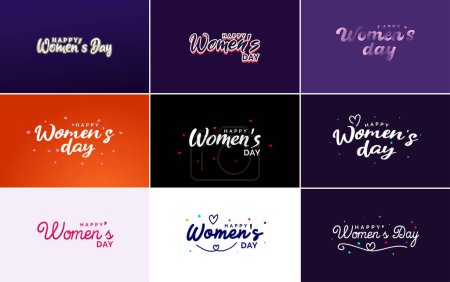 Téléchargez les illustrations : Set of Happy International Woman's Day signs and emblems vector design elements. signs. labels. and badges collection - en licence libre de droit