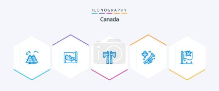 Illustration for Canada 25 Blue icon pack including sign. canada. ax. flag. speaker - Royalty Free Image