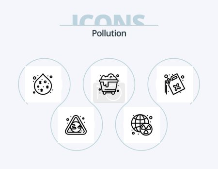Téléchargez les illustrations : Ligne de pollution Icône Pack 5 Icône Design. . pollution. . pollution - en licence libre de droit