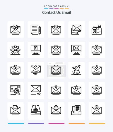 Téléchargez les illustrations : Pack d'icônes Creative Email 25 OutLine telles que la boîte aux lettres. email. l'information. courrier. document - en licence libre de droit