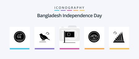 Ilustración de Bangladesh Independence Day Glyph 5 Icon Pack Including building. coin. asian. bangladeshi. flag. Creative Icons Design - Imagen libre de derechos