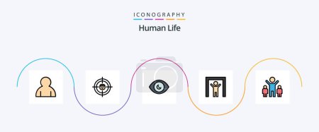 Téléchargez les illustrations : Human Line Filled Flat 5 Icon Pack Including people. company. eye. security. human scanner - en licence libre de droit