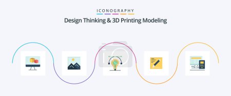 Ilustración de Design Thinking And D Printing Modeling Flat 5 Icon Pack Including monitor. education. bulb. text. browser - Imagen libre de derechos