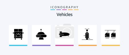 Illustration for Vehicles Glyph 5 Icon Pack Including car. vehicles. plane. transportation. filled. Creative Icons Design - Royalty Free Image