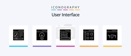 Téléchargez les illustrations : Interface utilisateur Glyphe 5 Icône Pack Y compris l'interface. app. message. interface. Icônes créatives Design - en licence libre de droit