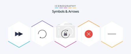 Illustration for Symbols and Arrows 25 Flat icon pack including . circle. subtract - Royalty Free Image