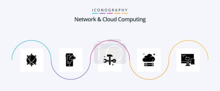 Illustration for Network And Cloud Computing Glyph 5 Icon Pack Including mobile. technology. computing. storage. cloud - Royalty Free Image