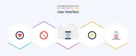 Illustration for User Interface 25 Flat icon pack including low. battery. interface. user. favorite - Royalty Free Image