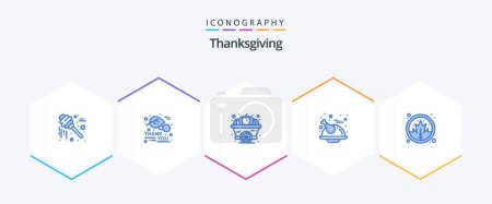Illustration for Thanksgiving 25 Blue icon pack including nature. chicken. autumn. turkey. holiday - Royalty Free Image