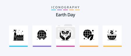 Ilustración de Día de la Tierra Glifo 5 paquete de iconos incluyendo. Planta. proteger. Tierra. medio ambiente. Diseño de iconos creativos - Imagen libre de derechos