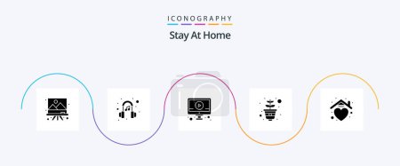 Illustration for Stay At Home Glyph 5 Icon Pack Including home. growing. education. pot. gardening - Royalty Free Image