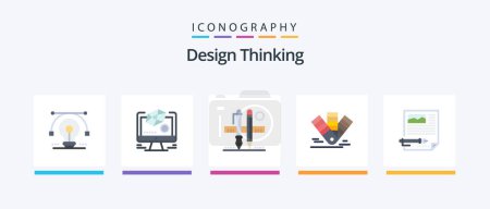 Ilustración de Design Thinking Flat 5 Icon Pack Including pms. color. drawing. card. scale. Creative Icons Design - Imagen libre de derechos