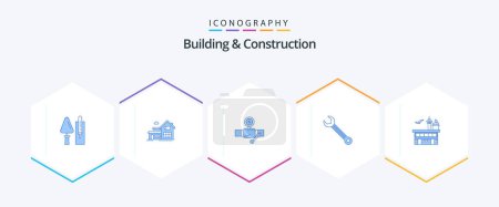 Illustration for Building And Construction 25 Blue icon pack including construction. adjustable. appartment. wrench. repair - Royalty Free Image