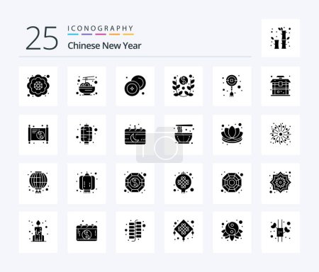 Illustration for Chinese New Year 25 Solid Glyph icon pack including chinese. yin yang. chinese. year. lunar - Royalty Free Image