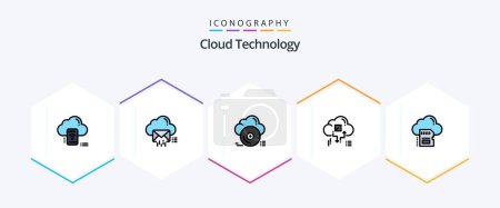 Illustration for Cloud Technology 25 FilledLine icon pack including network. cloud. data. store. archive - Royalty Free Image