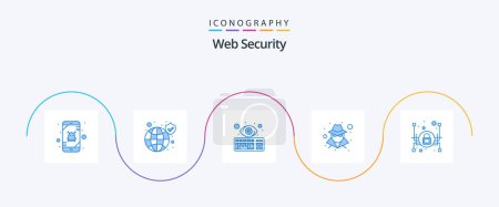 Illustration for Web Security Blue 5 Icon Pack Including lock. hacker. security. anonymous. keyboard - Royalty Free Image