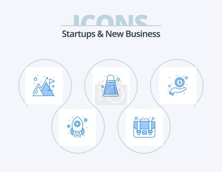 Ilustración de Startups And New Business Blue Icon Pack 5 Icon Design. . payment. mountain. money. tactics - Imagen libre de derechos