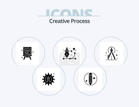 Téléchargez les illustrations : Creative Process Glyph Icon Pack 5 Icon Design. . graphic. . creative - en licence libre de droit