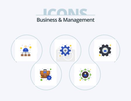 Téléchargez les illustrations : Business And Management Flat Icon Pack 5 Icon Design. profile. development. hierarchical network. solution. business - en licence libre de droit
