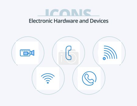 Téléchargez les illustrations : Devices Blue Icon Pack 5 Icon Design. . phone. - en licence libre de droit