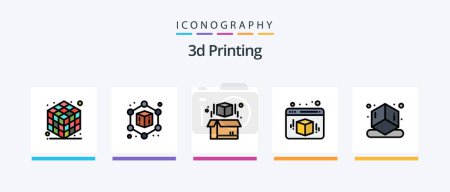 Téléchargez les illustrations : 3d Printing Line Filled 5 Icon Pack Including printing. 3d. plastic. printing. monitor. Creative Icons Design - en licence libre de droit