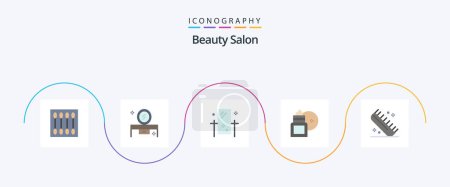 Téléchargez les illustrations : Beauty Salon Flat 5 Icon Pack Including body soothing. body lotion. lowboy table. reflection. grooming - en licence libre de droit